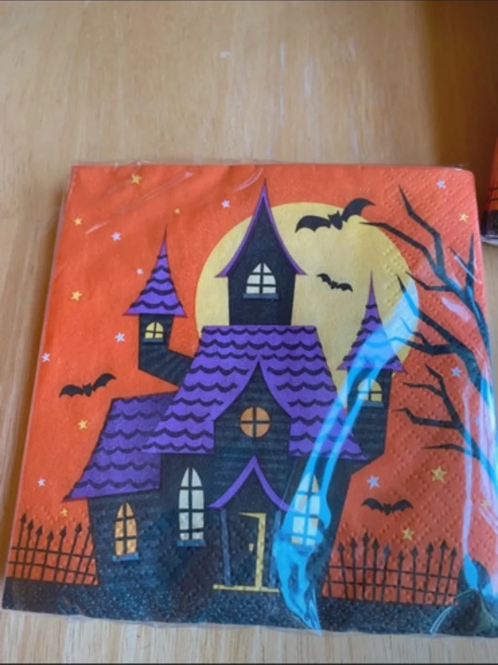 Halloween Haunted House Party Plates & Napkins - Orange & Purple for 32+ persons